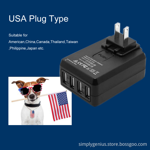 4ports dual group 5V 2.4A or 5V 2.1A universal usb hub travel charger usb